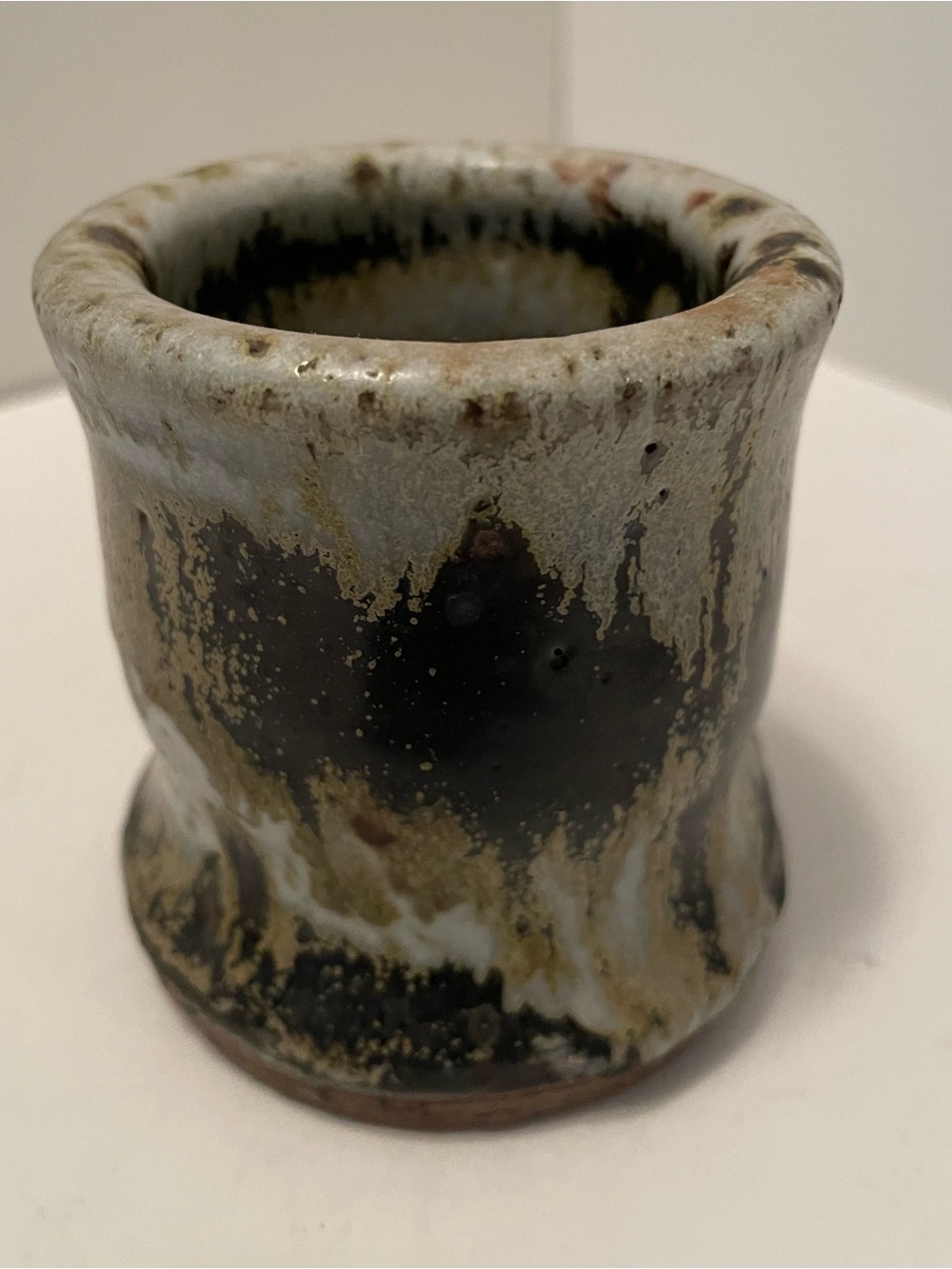 Vintage Studio Art Pottery Vessel 3” Signed Toothpick Matches Mini Vase